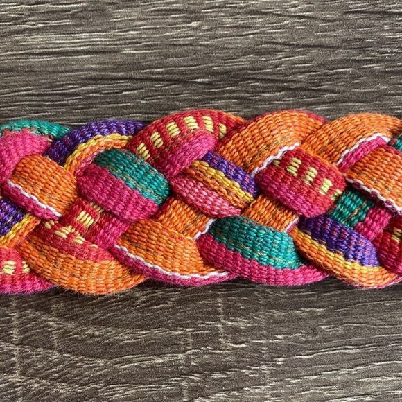 Vintage Women’s Colorful Guatemala Braided Leather Belt Size 32 main image 9